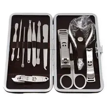 12 шт маникюрный набор, педикюрный ножничный пинцет, нож, клипер для ногтей, набор инструментов для ухода за ногтями из углеродистой стали