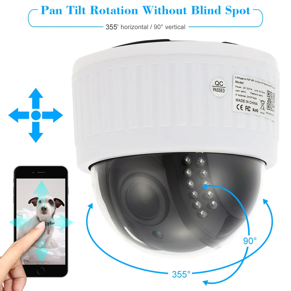 OwlCat HD 5MP безопасности CCTV Wifi сети наблюдения Беспроводная PTZ IP камера 5x оптический зум двухстороннее аудио ИК мобильный телефон вид