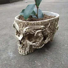 P Flame White Human Skull Planter Archaize Garden Storage Pots Resin Finish Skeleton Container Flowerpots For