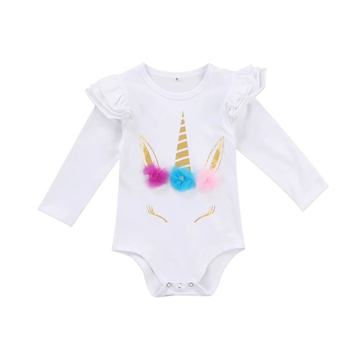 Lovely Newborn Infant Kids font b Baby b font Girl unicorn Romper Romper Clothes Long Sleeve