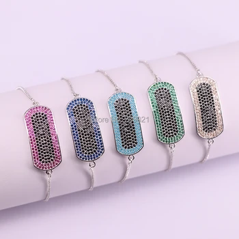 

10Pcs Newest Handmade Micro Pave CZ Charm Connector Metal Adjustable Chain Bracelet