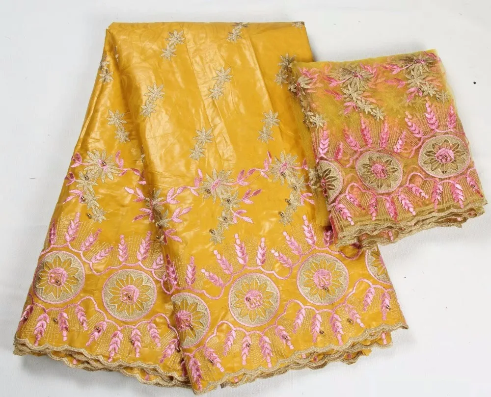 

5yards bazin lace+2yards net lace,hot selling embroidered bazin lace fabric,African cotton bazin lace for fashion dress!
