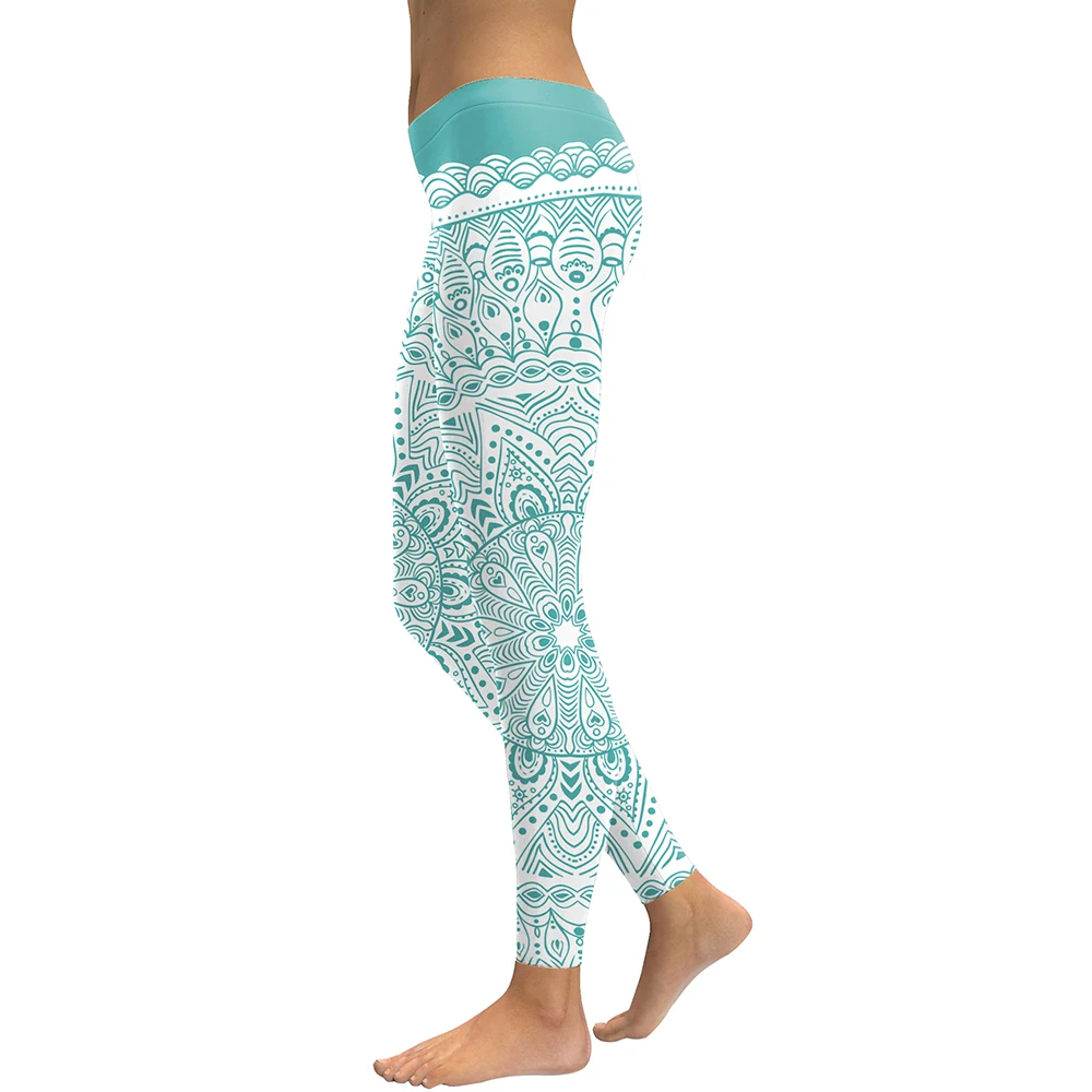 FCCEXIO 2019 Autumn and Winter New Arrival Women Leggings Aztec Round Ombre Flower Printed Fitness Leggins Green Work Out Pants FCCEXIO 2019 Autumn and Winter New Arrival Women Leggings Aztec Round Ombre Flower Printed Fitness Leggins Green Work Out Pants
