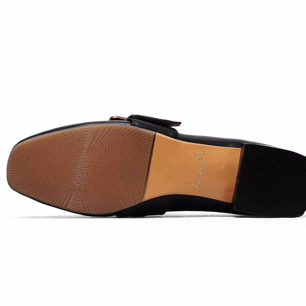 Volle Plus 2018 Leder Adrette Ferse ApricotSchwarzBraun Mode Metallschnalle Schuhe Gre Niedrigen L72 Blume Krazing Komfortable Frauen mn8w0N