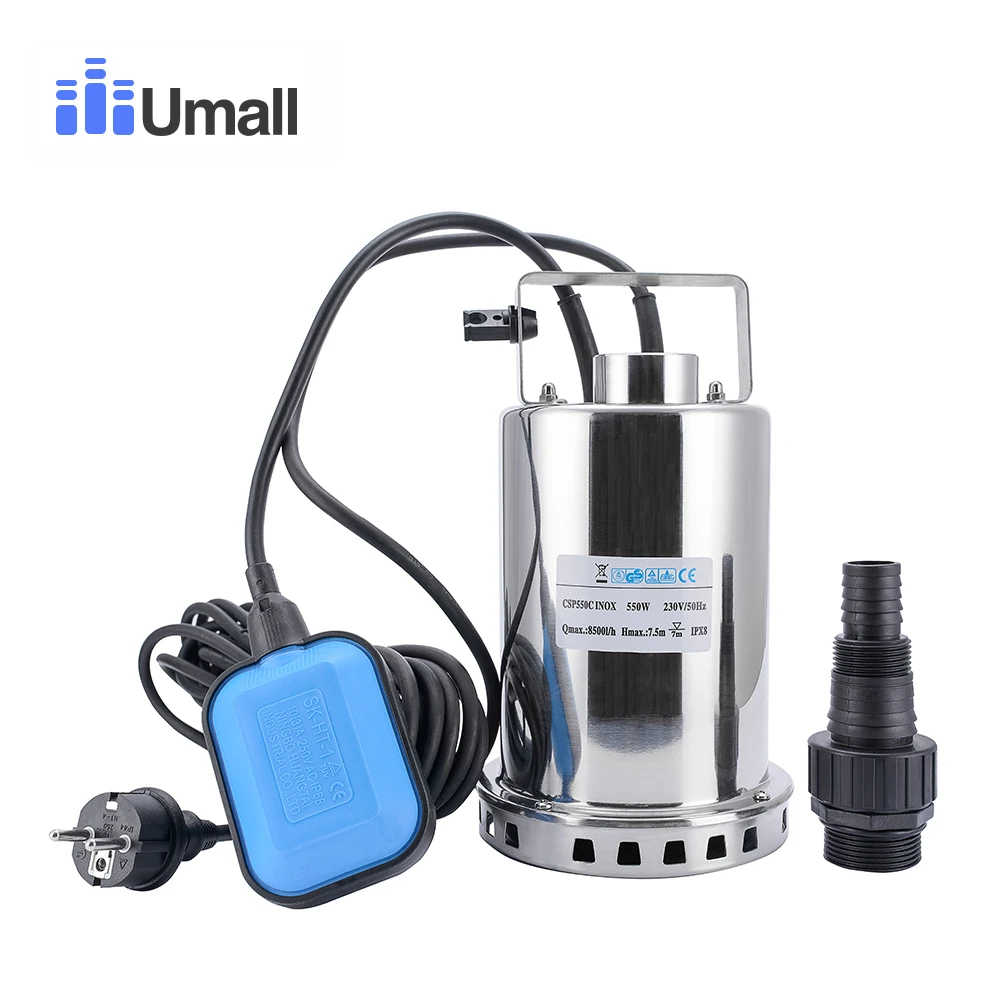 

550W ac Stainless Steel Electric Submersible Pump 220v Aquarium Pond Irrigation Fish Tank Underground Water Well SS Clean Pump