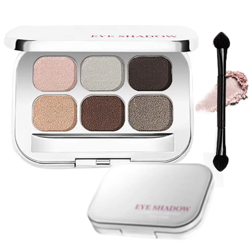 

Eyeshadow Palette Smoky Cosmetic 6 Colors Professional Natural Shimmer Long Lasting Makeup Eye Shadow Set With Mirror