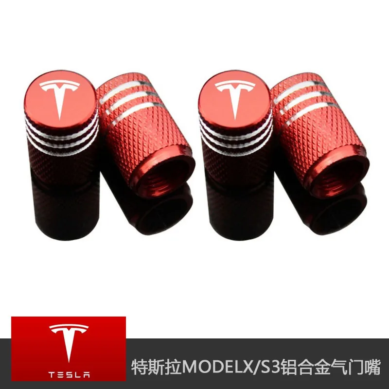 

Aluminum alloy Car Wheel Tire Valve Cap Cover with Tesla Logo for Tesla Model S Model X Model 3Exterior Accessories Set of 4 pcs