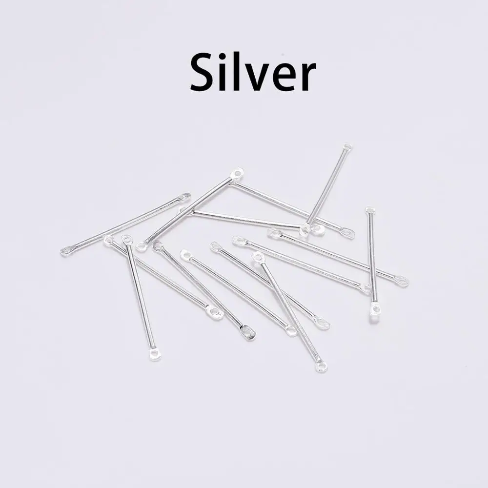 Silver 50 шт., 15, 20, 25, 35, 40 мм, золото, серебро, двойной цилиндр, серьги, соединяющиеся для изготовления ювелирных изделий, серьги, шпильки, фурнитура для самостоятельного изготовления - Цвет: Silver