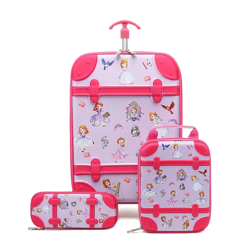

HOT 3PCS/set cartoon students trolley case kids Climb stairs High-capacity boy Luggage Travel stereo suitcase child pencil box