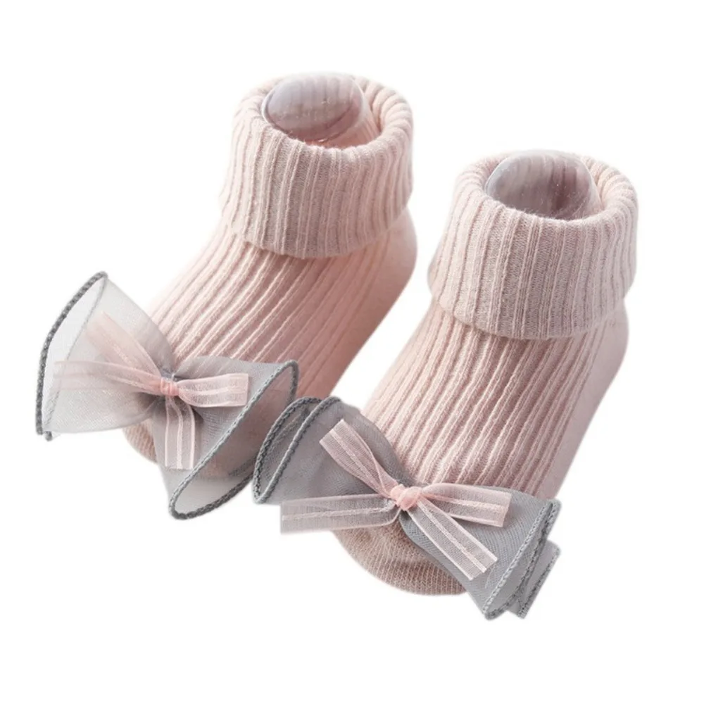

Baby Boys Girls Socks Unisex For Infant Spring Autumn Cotton Flower Bow Socks Warm Anti Slip Floor Socks Leg Warmer 0-18M