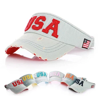 

2018 New Fashion Letter USA Embroidery Empty Top Visor Sun Hat For Boys Girls Baseball Cap Snapback Caps