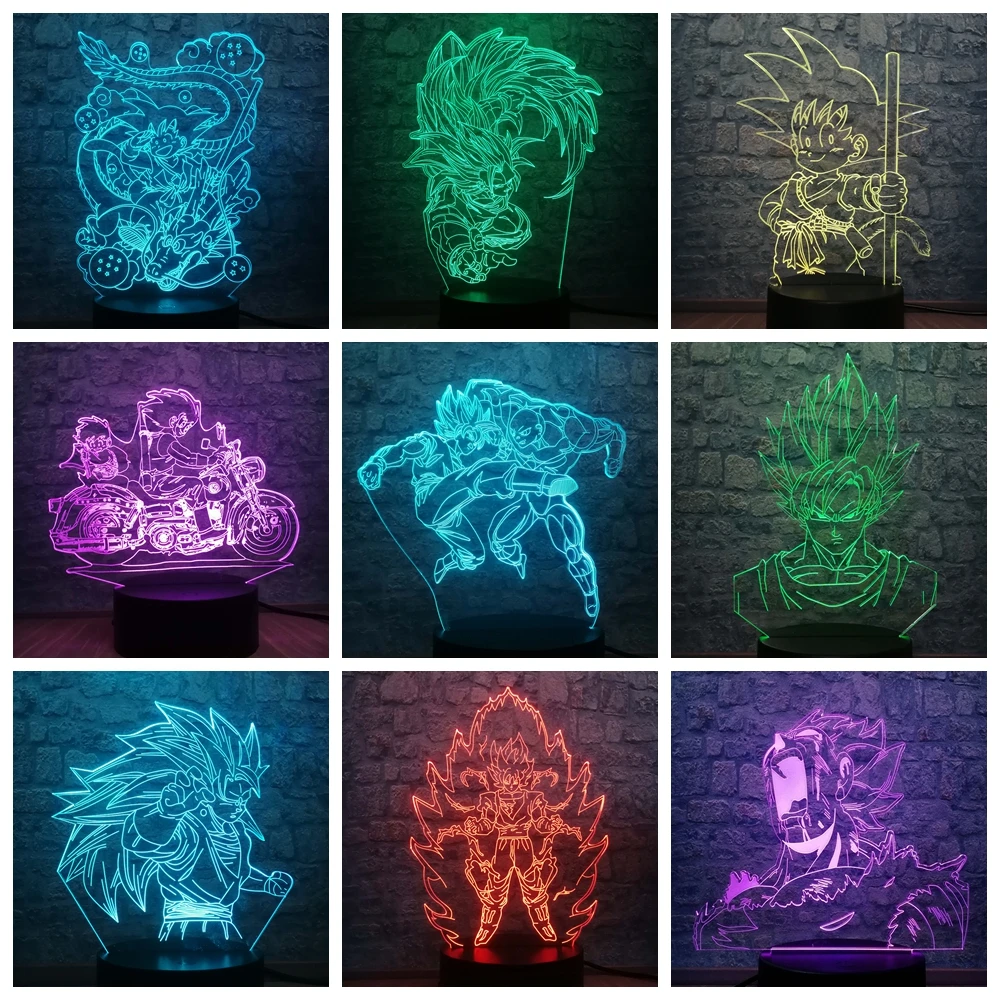 Dragon Ball Saiyan Monkey King 7 цветов светодиодный 3d-ночник настольная лампа домашний декоративный креативный подарок на день рождения Рождество Детская игрушка