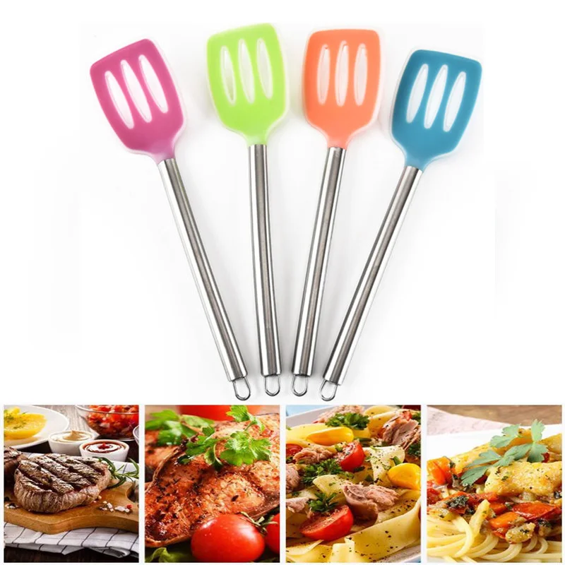 nonstick stainless steel kitchen cooking slotted turner spatula egg silicone turners spatula for non-stick pan