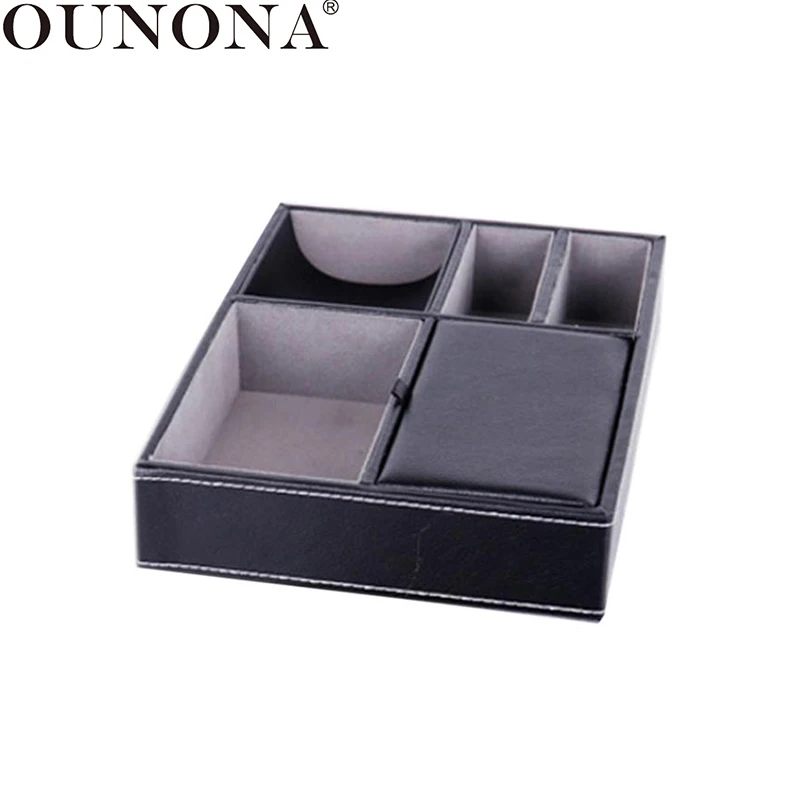 

OUNONA PU Leather Storage Tray Small Items Jewelry Display Tray Candy Trinket Jewelry Fruit Serving Tray Storage Plate Tableware