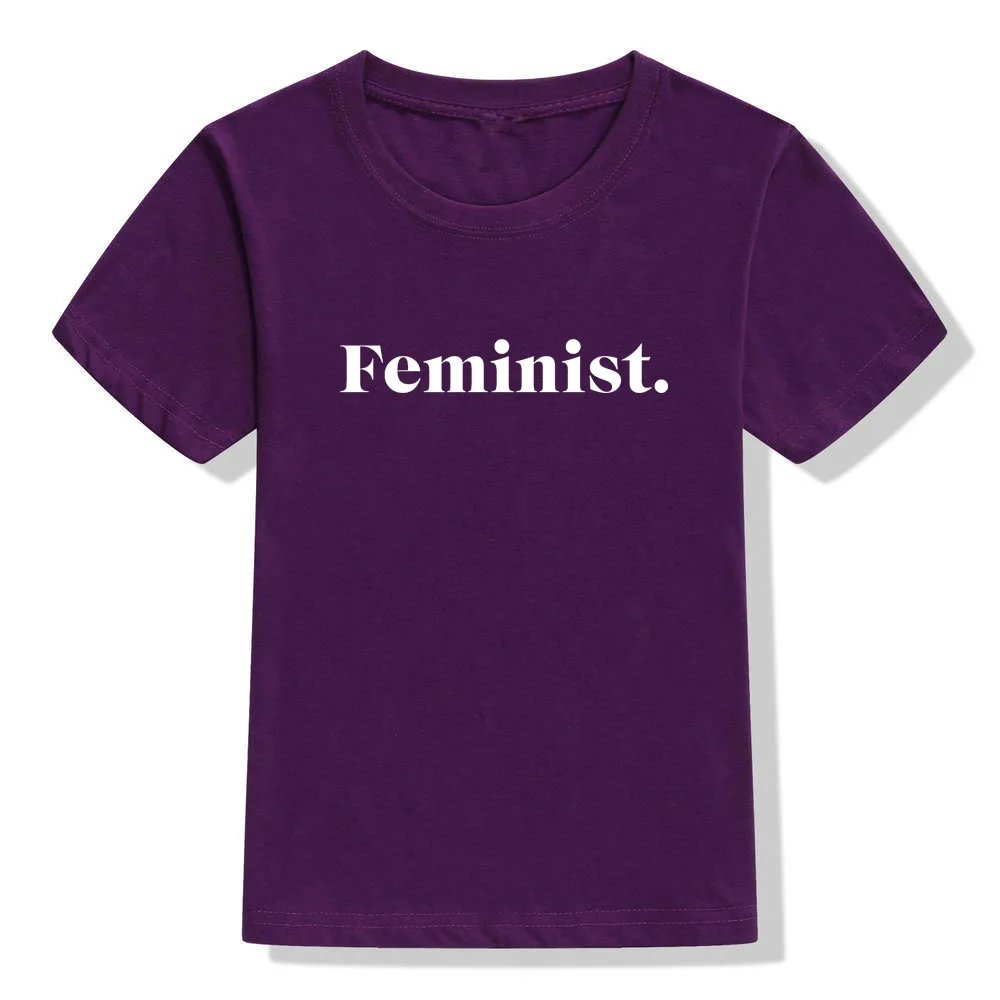 Детская футболка с надписью «FEMINIST»; рубашка для мальчиков и девочек; повседневная детская одежда для малышей; Забавные футболки; модная футболка