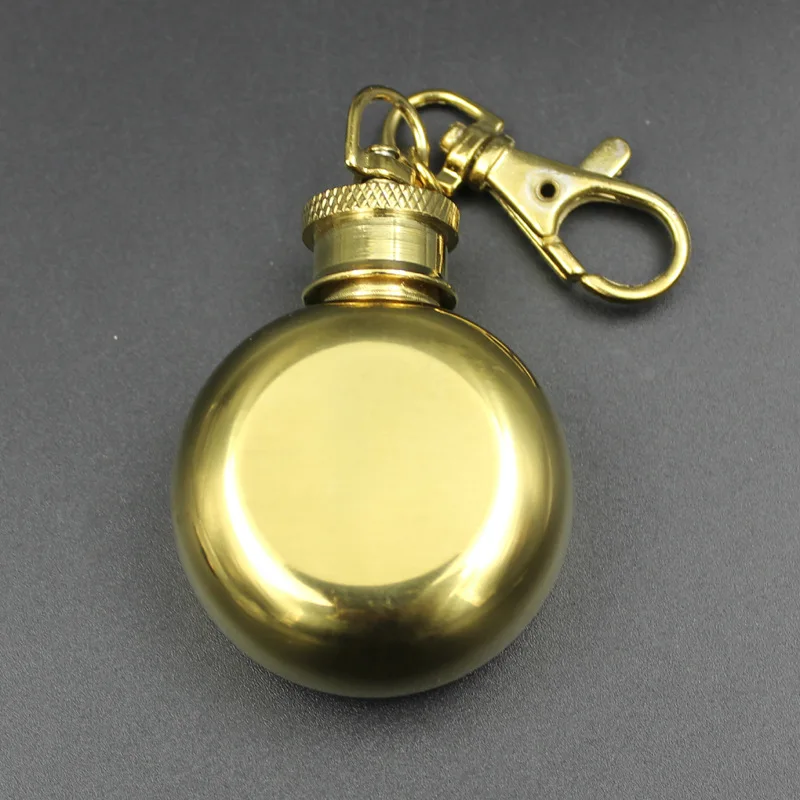 Creative mini 1 oz sealed cans 304 stainless steel hip flask bottle thick waterproof storage bottle key ring pendant container
