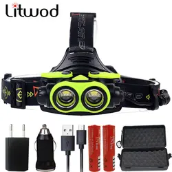 Z30 Litwod 7305A 8000LM светодио дный фары XM-L2 4 режима Перезаряжаемые Фара Spotlight глава light 2*18650 Батарея