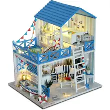 DIY деревянные изделия ручной работы миниатюрный Прованс кукольный домик голосовой активированный Светодиодный Свет и музыка с крышкой Кукольный дом, игрушки для детей