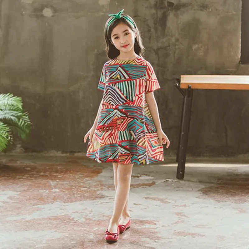 Chinaware Baby Girls Dress Cotton Blend Soft Casual Ruffled for Summer Princess Clothes