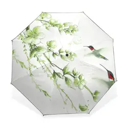 Защита от солнца УФ три складной птица цветочным узором зонтик китайской живописи pongee Защита от солнца NY и дождливый зонтик Для мужчин и
