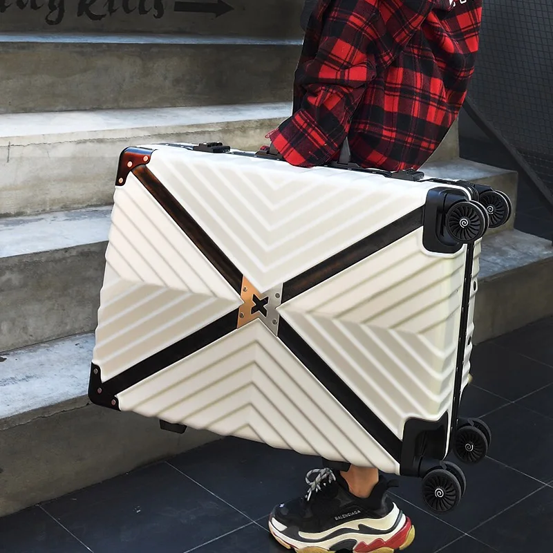 

Hot!New aluminum frame Rolling Luggage Trolley Suitcases Travel Bags Carry On Hand Trolley Case 4 Wheels Spinner brand Luggage