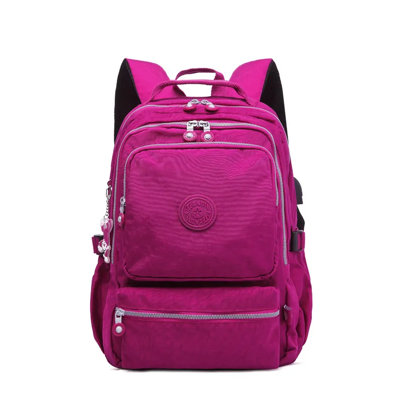 TEGAOTE женские рюкзаки с защитой от кражи, USB зарядка, рюкзак для ноутбука, школьные сумки для девочек-подростков, нейлоновая Повседневная сумка для путешествий - Цвет: Purple red