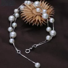 Натуральный браслет из пресноводного жемчуга, браслет из стерлингового серебра 925 пробы для женщин, свадьба, помолвка, подарок на день детей