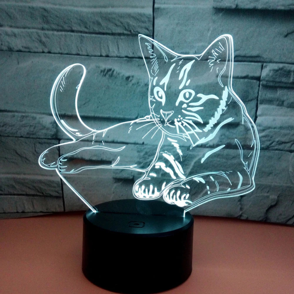 Кошка 3 d стерео и лампа LED красочный сенсорный градиент гостиная спальня