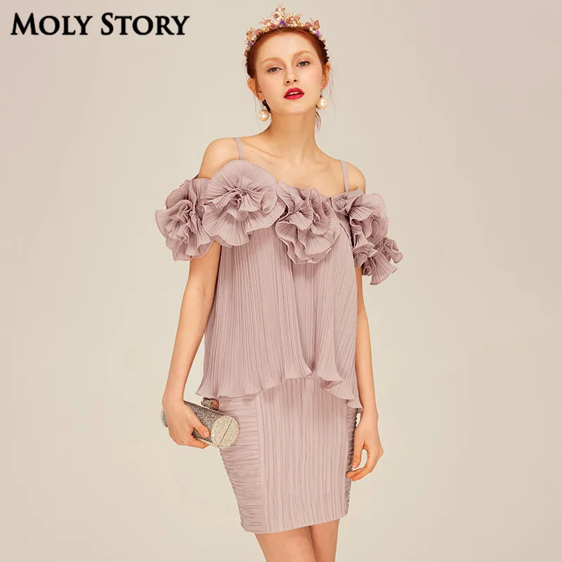 Super Rochii Elegante Din Două Bucăți De Mătase Drăguț Flori