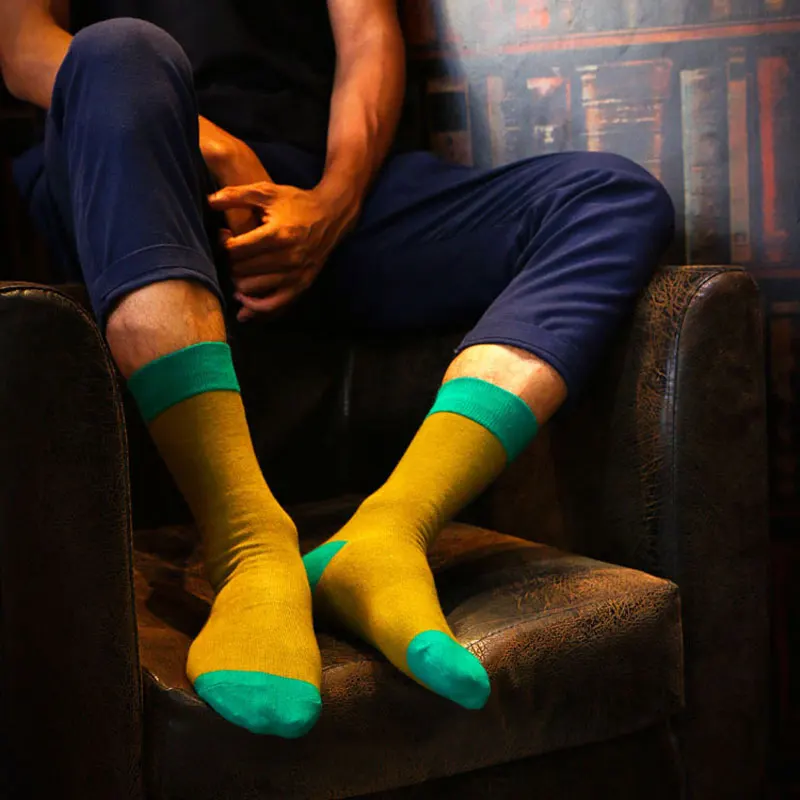 Buy Men Cool Happy Socks Cotton Casual Splicing