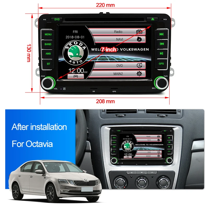 Clearance AWESAFE 2 Din 7 Inch Car DVD Player Car radio For Skoda/Octavia/Roomster/Fabia/Yeti/seat/Altea/VW/Polo Car Radio GPS Autoradio 4