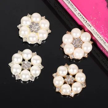 

Engood 60Pcs 23mm Rhinestones Plum and Pearl Flower Buttons for wedding decoration or DIY Hair Accessories ZJ72