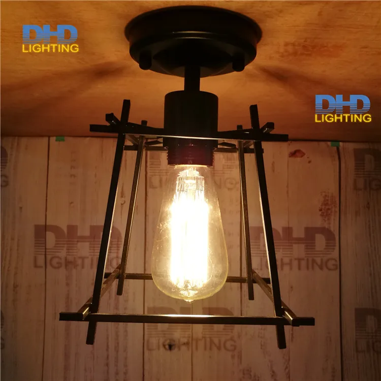 Iron Cage Antique Retro Ceramic Vintage Lamp Loft E27 90 260v