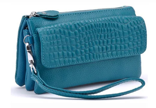 Zency, натуральная кожа, Женский стандартный кошелек, практичные сумки для мобильного телефона, Дамский клатч, Длинный кошелек, держатели для кредитных карт - Цвет: Blue