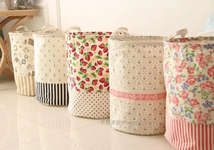

Zakka foreign trade cotton fabric color instoragebarrels toy storage basket large folding dirty clothes barrel storage barrel