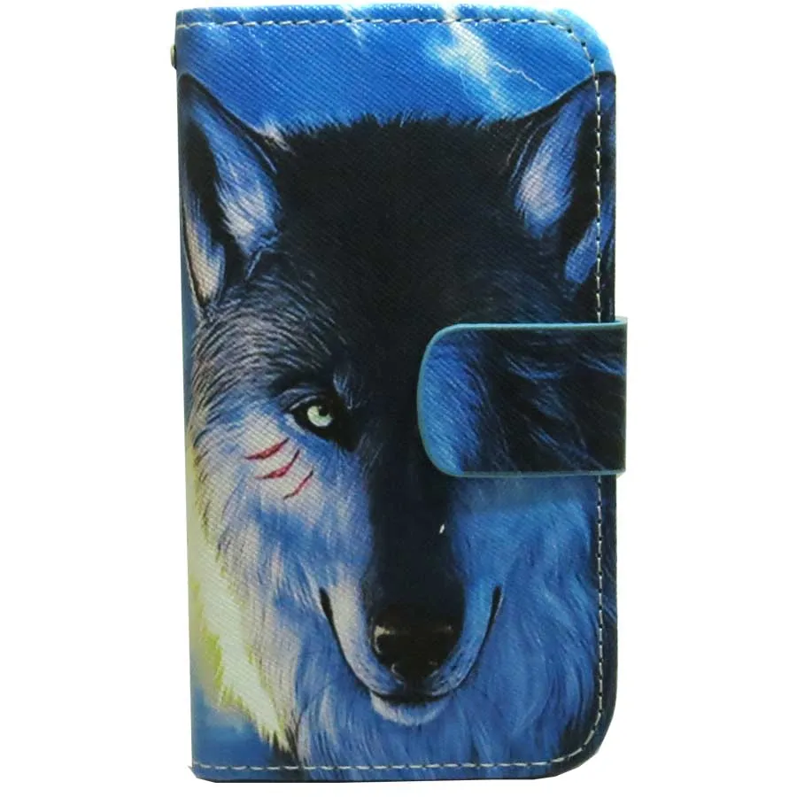 Wolf 1x милые собака и кошка Панда Сова Тигр кролик Олень жираф чехол бумажник c застежкой для Samsung Galaxy J3 J4 J6 J7 ЕС Duo M10 M20 - Цвет: Wolf