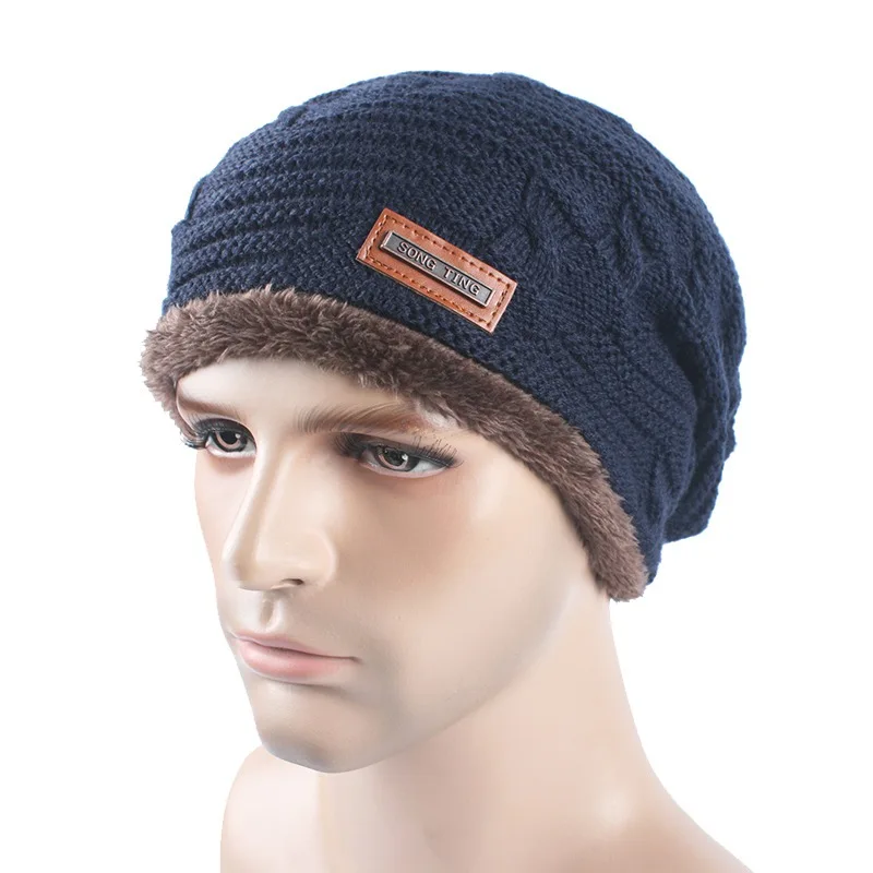 

Autumn Winter Warm Folded Woolen Hats for Men Women Cashmere Knitted Hat Bonnet Caps PY6