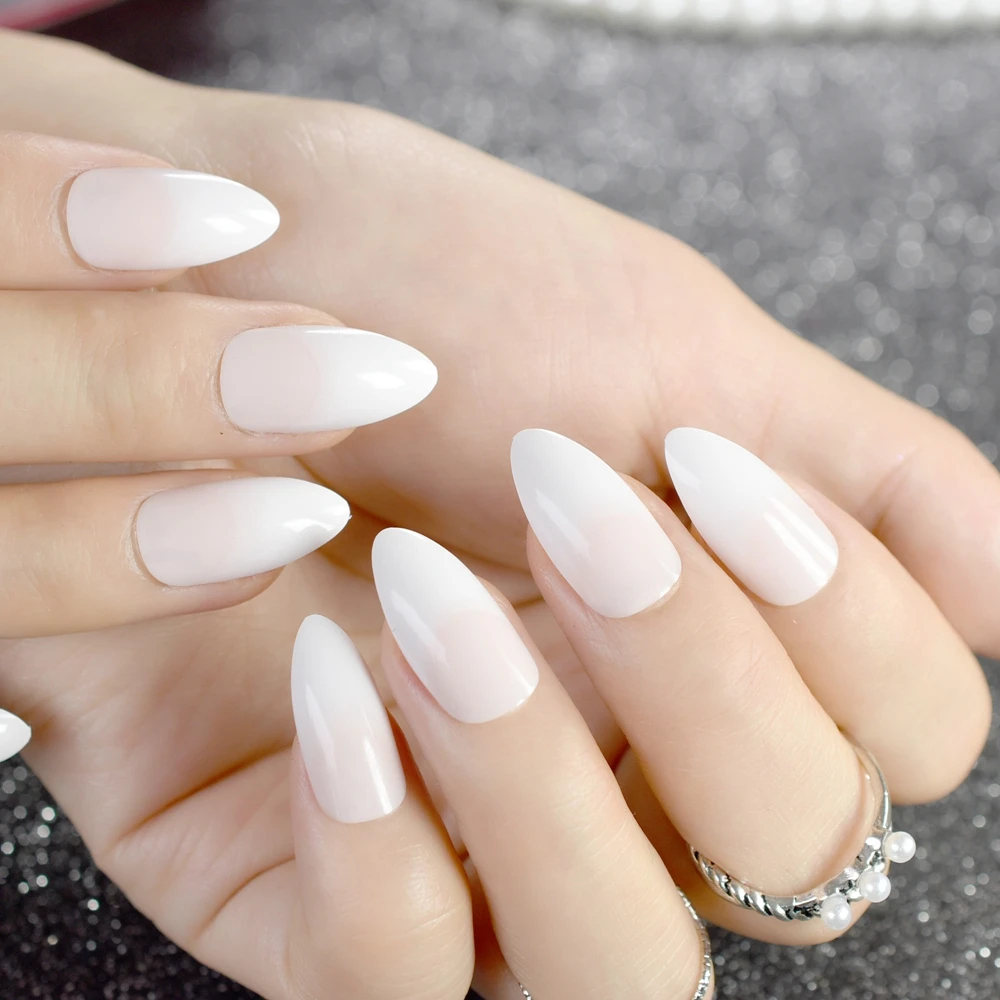 24pcs Fashion Natural Acrylic False Nail Stiletto Nails Pointed Top Easy To Ly On Natural Nails Clean The Surface Of Your Use Glue Or Stick And Place It Onto