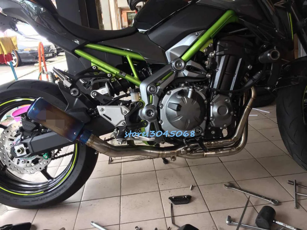 Z900 мотоцикл Выхлопная полная система модифицированный Motrbike Передняя средняя звено трубы карбоновый глушитель Stciker Slip-on для Kawasaki Z900