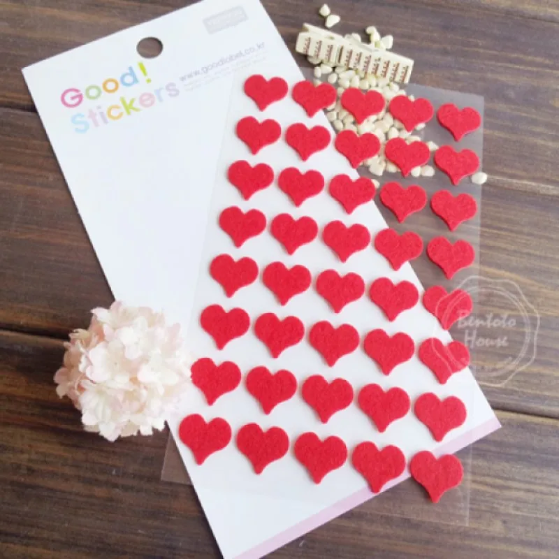 3d red heart felt fabric adhesive scrapbooking sticker notebook