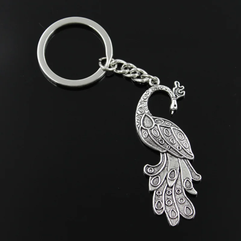 New Fashion Men 30mm Keychain DIY Metal Holder Chain Vintage Peacock 61x21mm Silver Color Pendant Gift | Украшения и аксессуары