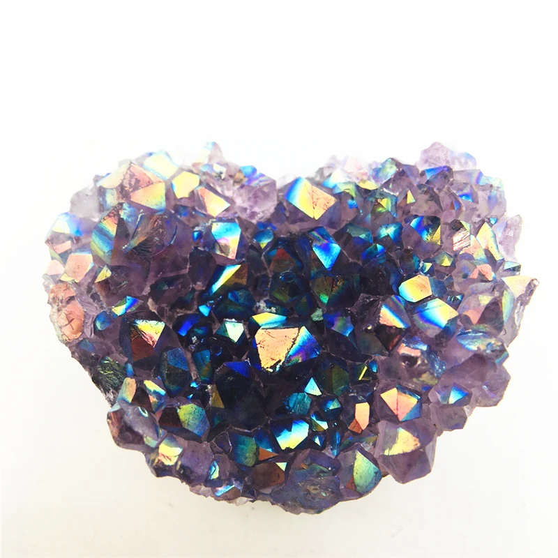 4 см натуральный кристалл драгоценный камень в форме сердца кристалл обработки Титана Радуга halo аметистовая Друза образцы минералов