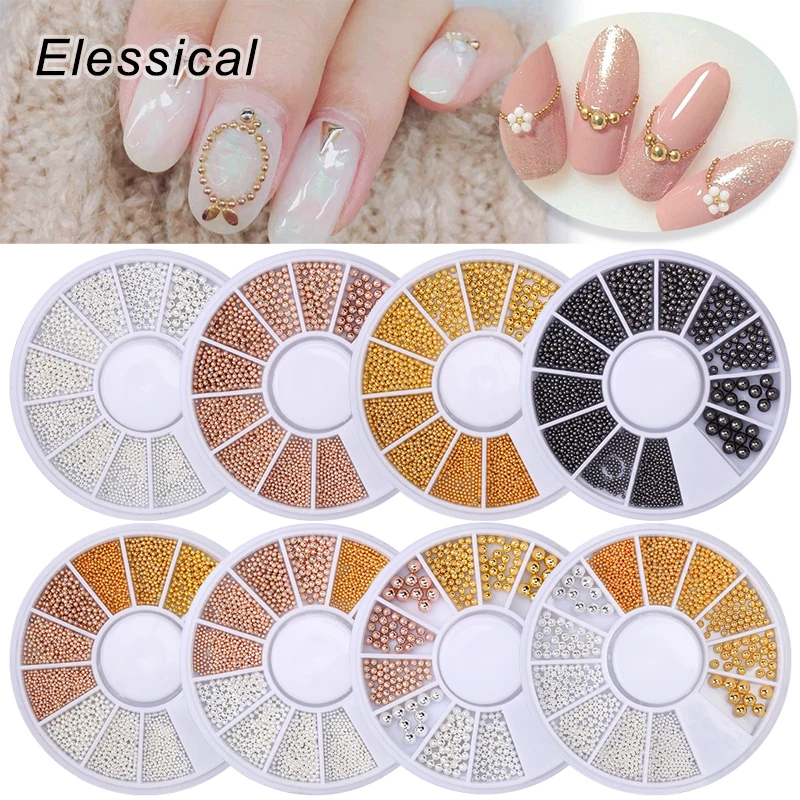  3D Metal Nail Art Charm Stainless Steel Caviar Beads Nail Decoration Gold Silver Rose Gold Black Be