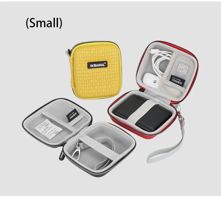 IKSNAIL Shockproof Hard Drive Carrying Earphone Case Pouch Bags For 3 Size Portable External HDD Power Bank Cable Accessories