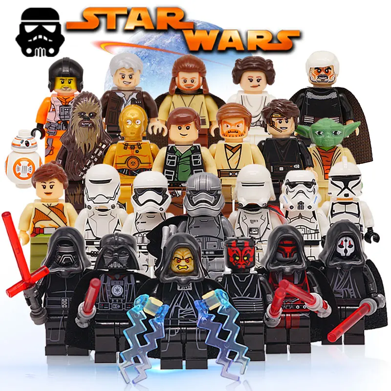 

6pcs/lot Star Wars The Last Jedi Yoda Obi-Wan Darth Vader Building Blocks Han Anakin Compatible with LegoINGlys Starwars