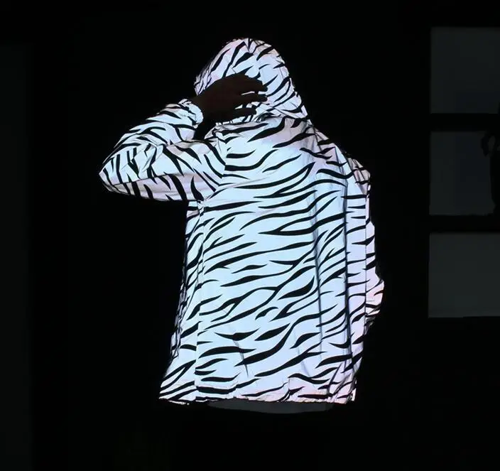Мужская флуоресцентная куртка zebra Повседневная ветровка в стиле хип хоп