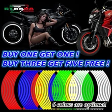 Newbee 16 Pcs Strips Motorcycle Wheel Sticker Reflective Decals Rim Tape Bike Car Styling For YAMAHA HONDA SUZUKI Harley BMW
