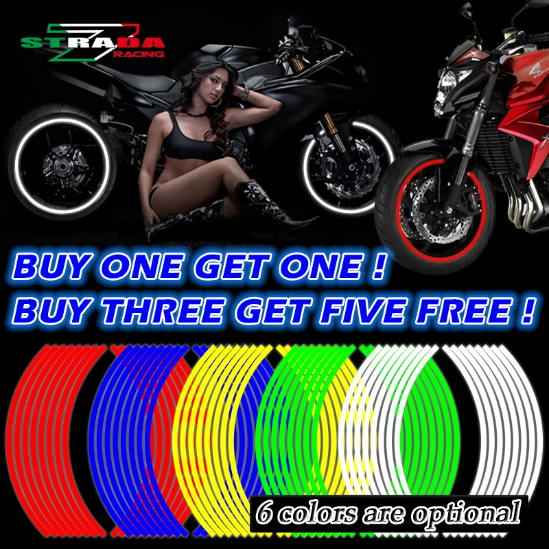 Strip Motorcycle Wheel Sticker Reflective Decals Rim Tape Bike Car Styling 16pcs Strip Motorcycle Wheel Sticker Reflective Decals Rim Tape Bike Car Styling 16pcs