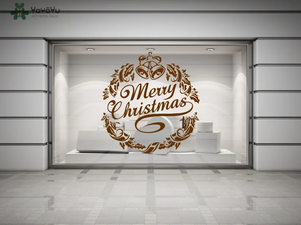 Merry Christmas Wall Decal Happy Holiday Vinyl Wall Stickers For Window Door Home Decor ...