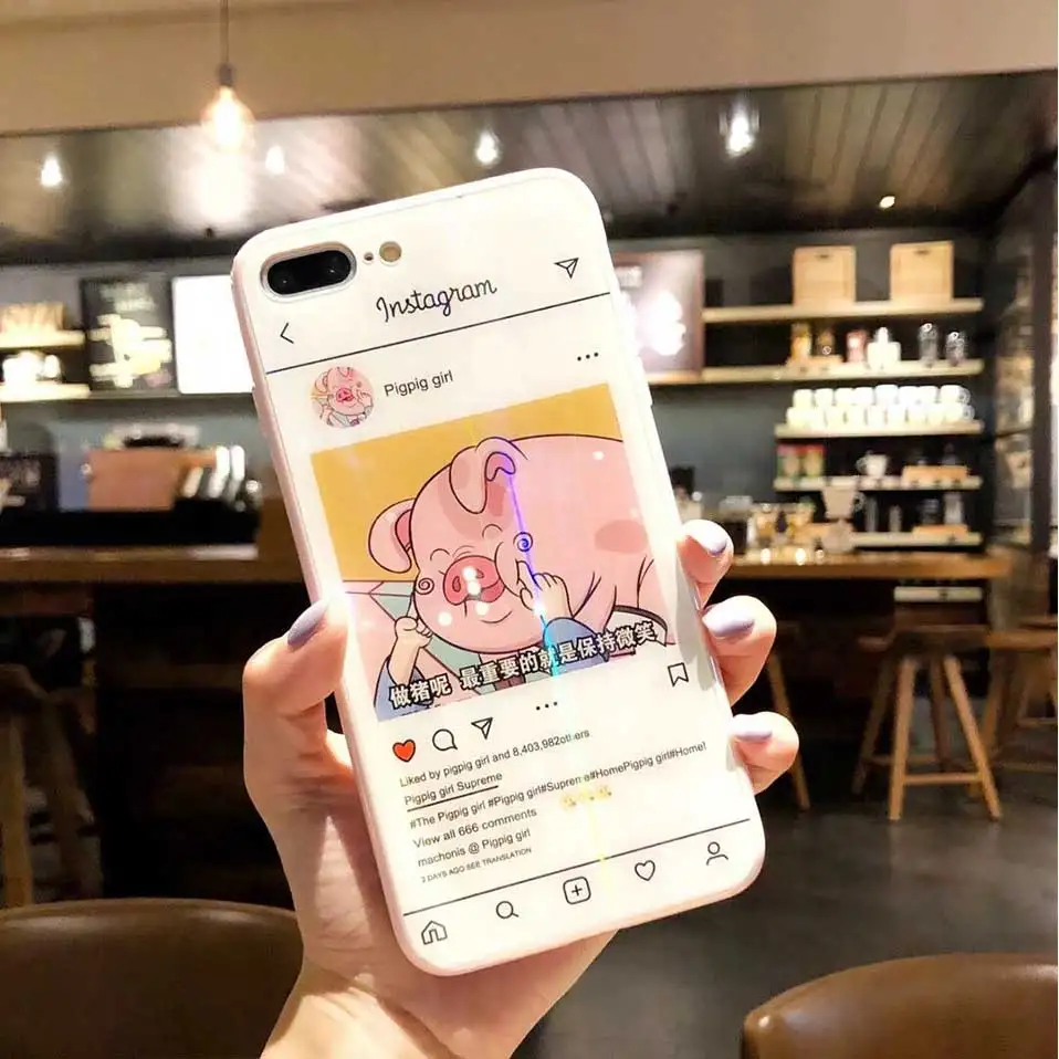 Чехол для iPhone 7 8 6 X 6s Капа мультфильм милый поросенок мобильного телефона основа